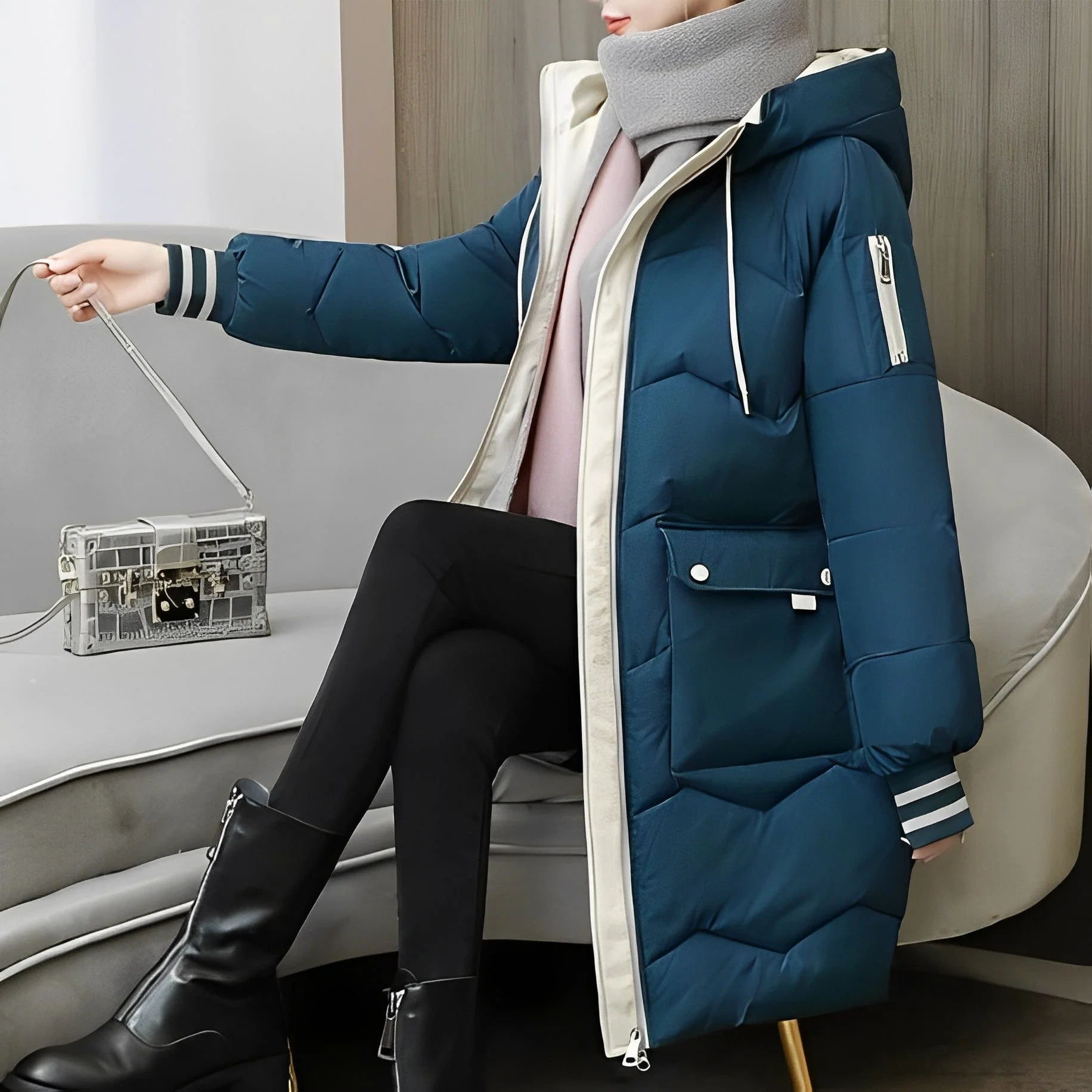 Heidi-Mode | Warmer und Langer Wattierter Mantel - Image 4
