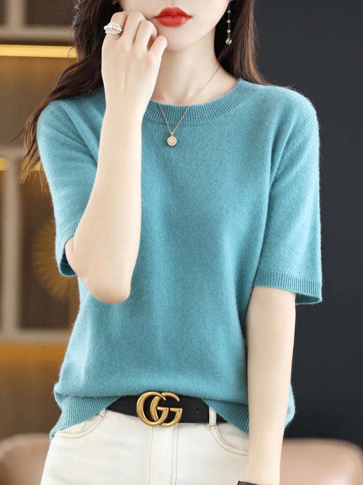 Heidi-Mode | Soft Cashmere T-Shirt With Round Neck - Image 3