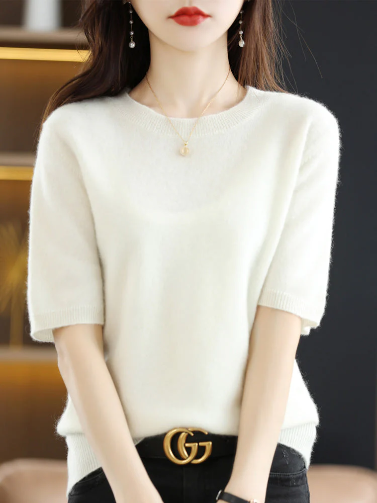 Heidi-Mode | Soft Cashmere T-Shirt With Round Neck - Image 5