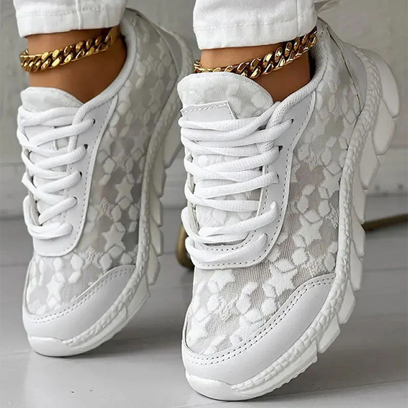 Heidi-Mode | Weiße Damensneaker - Weiße Bestickte Schuhe - Image 3