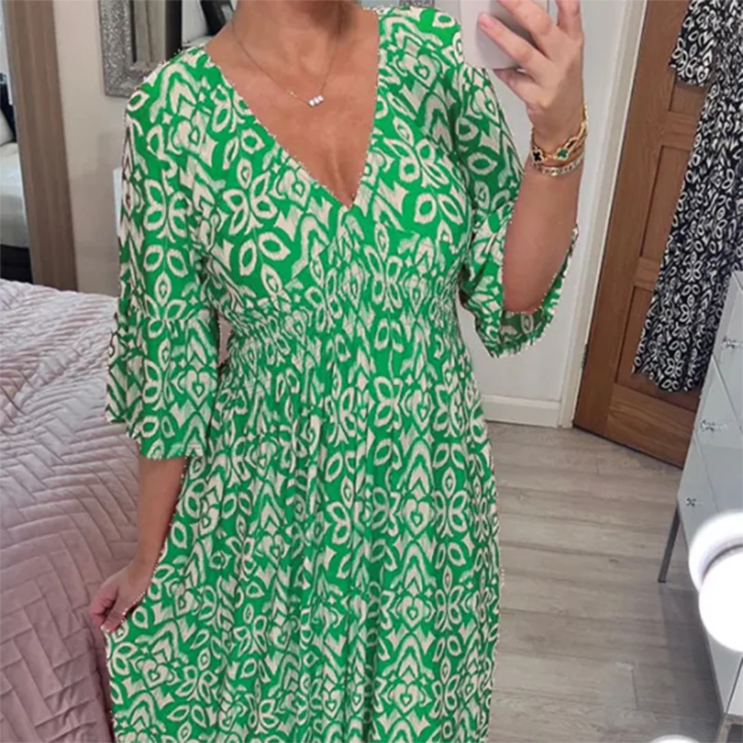 Heidi-Mode | Ungezwungenes V-Ausschnitt Maxikleid - Image 2