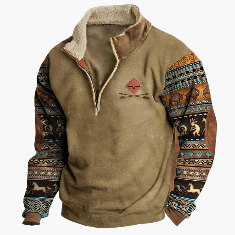 Heidi-Mode | Western Style Pullover mit Azteken-Muster und Longhorn-Motiv - Bequemer Freizeit-Sweater für Outdoor & Alltag - Image 10