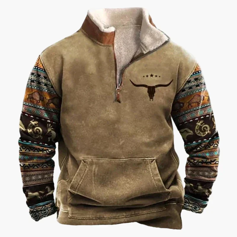 Heidi-Mode | Western Style Pullover mit Azteken-Muster und Longhorn-Motiv - Bequemer Freizeit-Sweater für Outdoor & Alltag - Image 11
