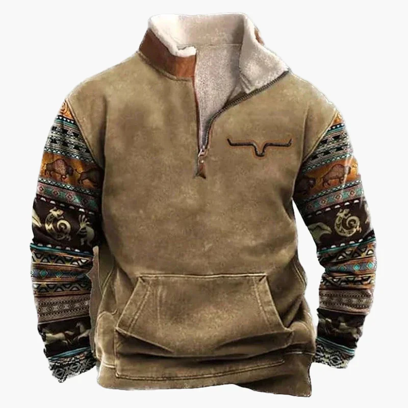 Heidi-Mode | Western Style Pullover mit Azteken-Muster und Longhorn-Motiv - Bequemer Freizeit-Sweater für Outdoor & Alltag - Image 13