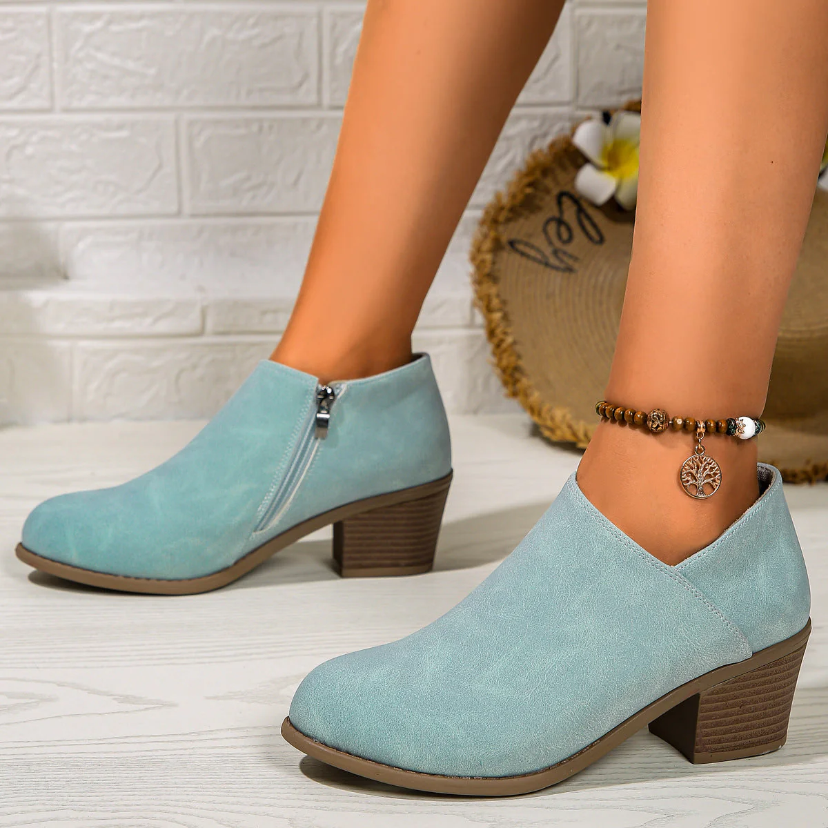 Heidi-Mode | Stiefeletten - Damen Bequeme Stiefel mit Blockabsatz und Reißverschluss - Image 2
