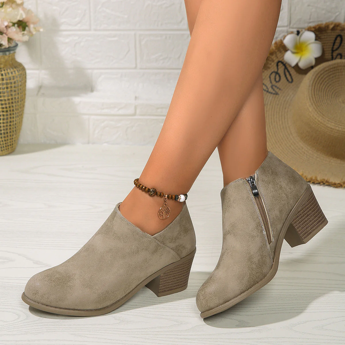 Heidi-Mode | Stiefeletten - Damen Bequeme Stiefel mit Blockabsatz und Reißverschluss - Image 3