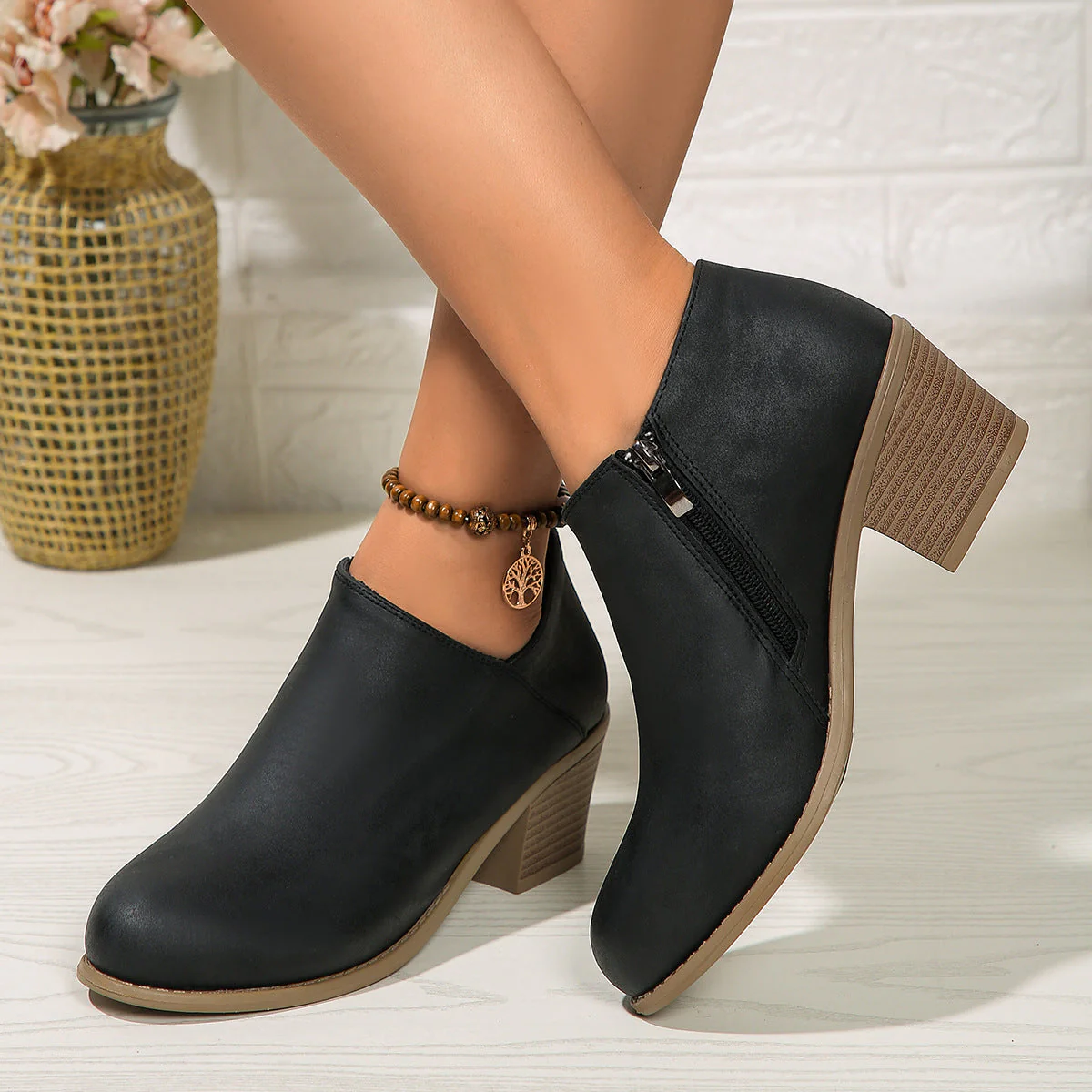 Heidi-Mode | Stiefeletten - Damen Bequeme Stiefel mit Blockabsatz und Reißverschluss - Image 8