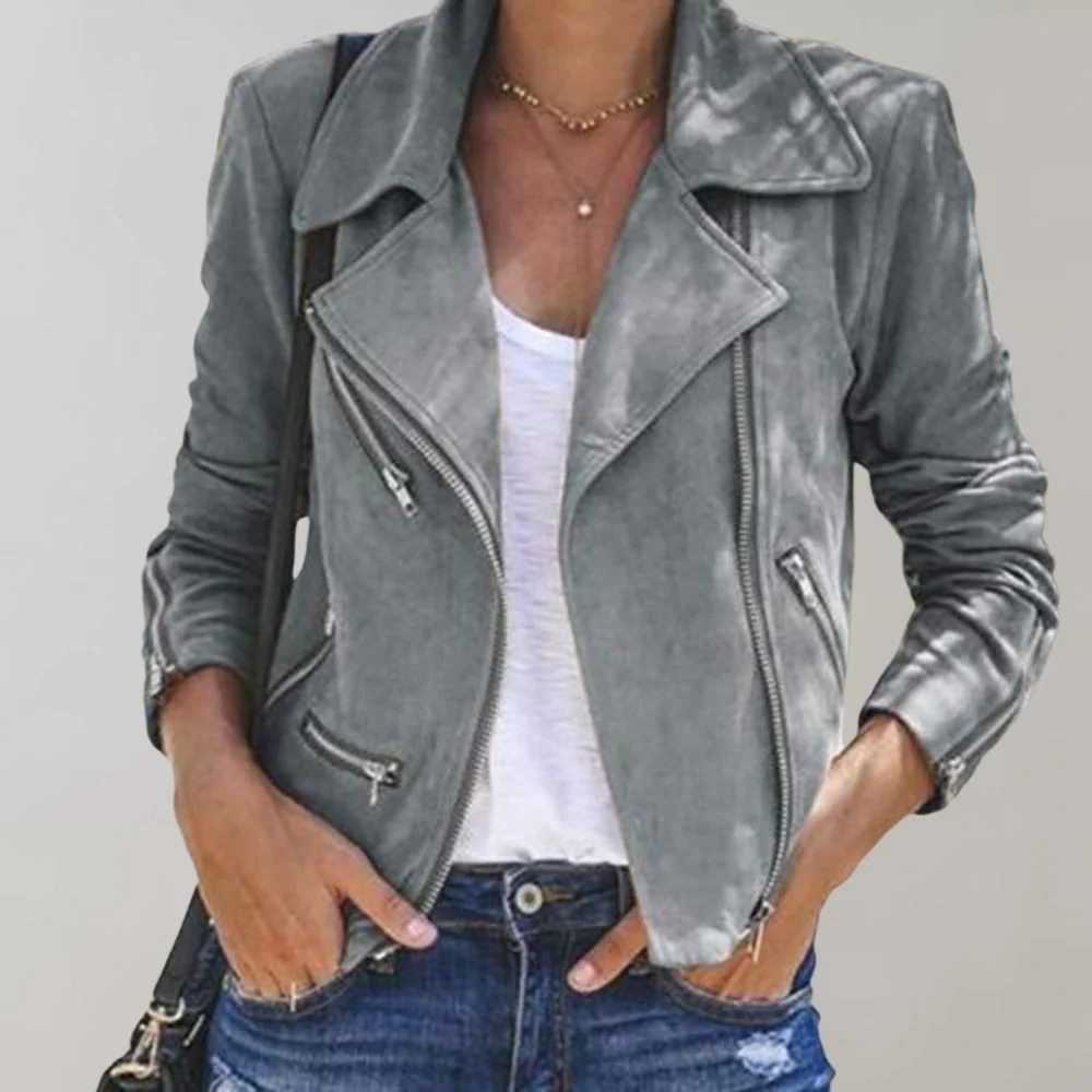 Heidi-Mode | Wildleder Bikerjacke mit Reißverschluss für Damen - Image 12