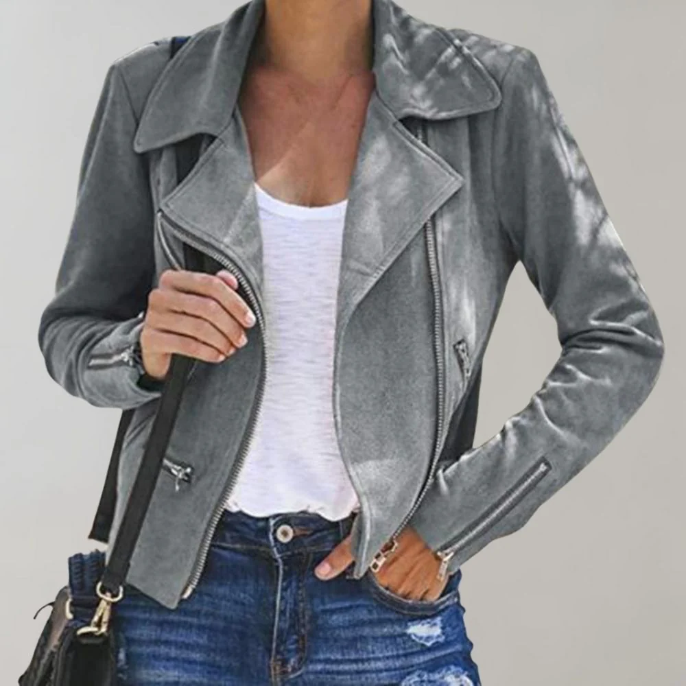 Heidi-Mode | Wildleder Bikerjacke mit Reißverschluss für Damen - Image 4