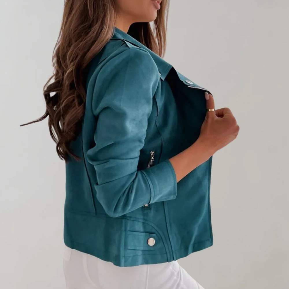 Heidi-Mode | Wildleder Bikerjacke mit Reißverschluss für Damen - Image 7