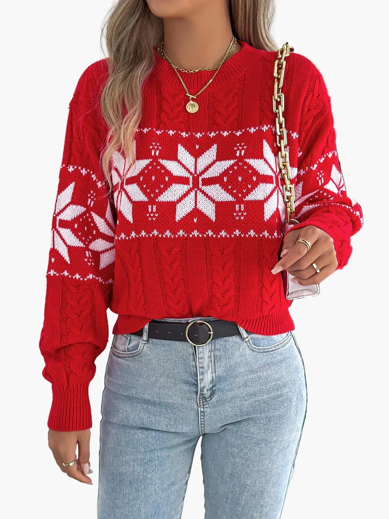 Heidi-Mode | Winterpullover mit Norwegermuster - Gemütlicher Strickpullover für Weihnachten & Alltag - Image 2