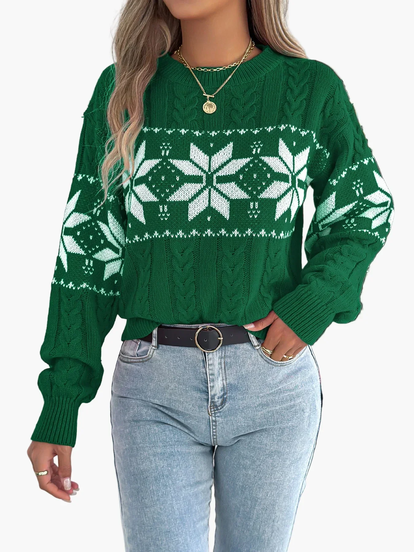 Heidi-Mode | Winterpullover mit Norwegermuster - Gemütlicher Strickpullover für Weihnachten & Alltag - Image 4
