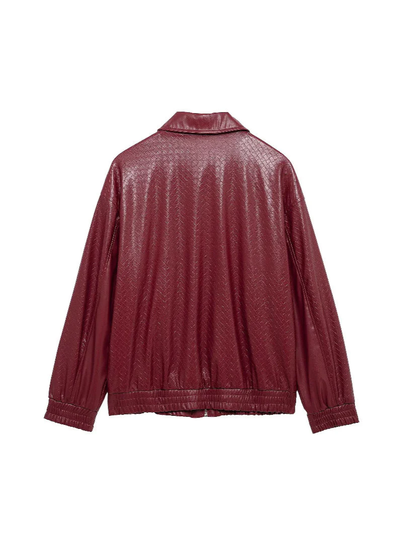 Heidi-Mode | Woven Faux Leder Bomberjacke - Image 4
