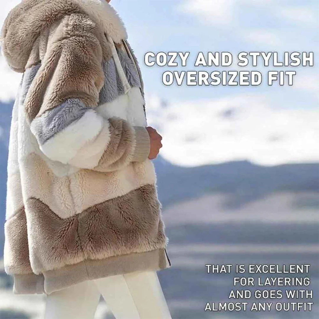 Heidi-Mode | Warme Oversized Damenjacke mit Kapuze Lange Ärmel Jacke für Kalte Tage - Image 2