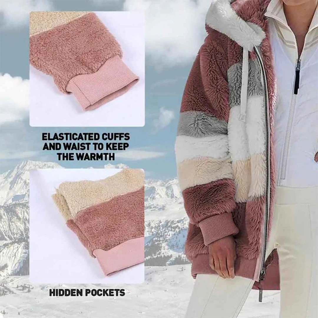 Heidi-Mode | Warme Oversized Damenjacke mit Kapuze Lange Ärmel Jacke für Kalte Tage - Image 4