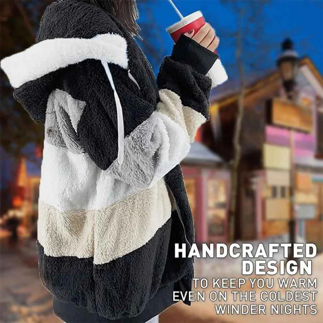 Heidi-Mode | Warme Oversized Damenjacke mit Kapuze Lange Ärmel Jacke für Kalte Tage - Image 5