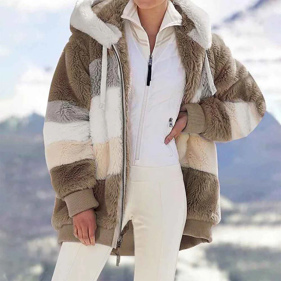 Heidi-Mode | Warme Oversized Damenjacke mit Kapuze Lange Ärmel Jacke für Kalte Tage - Image 7