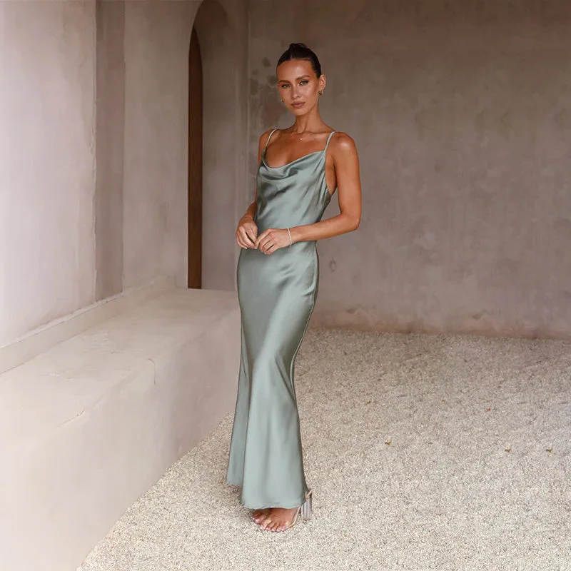 Heidi-Mode | Zeitlose Satin Damenkleid mit Offenem Rücken Elegantes Design - Image 4