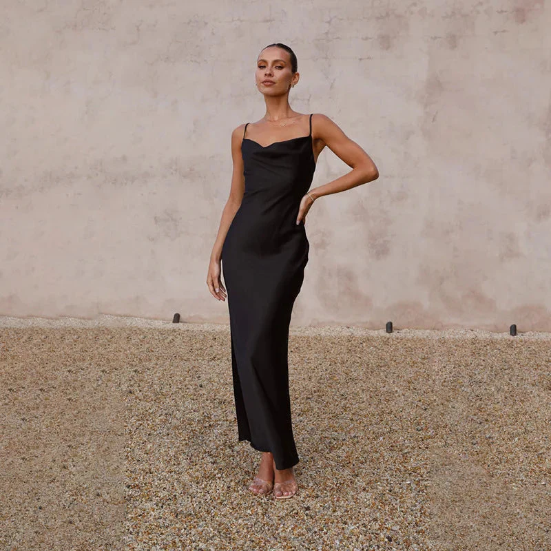 Heidi-Mode | Zeitlose Satin Damenkleid mit Offenem Rücken Elegantes Design - Image 6