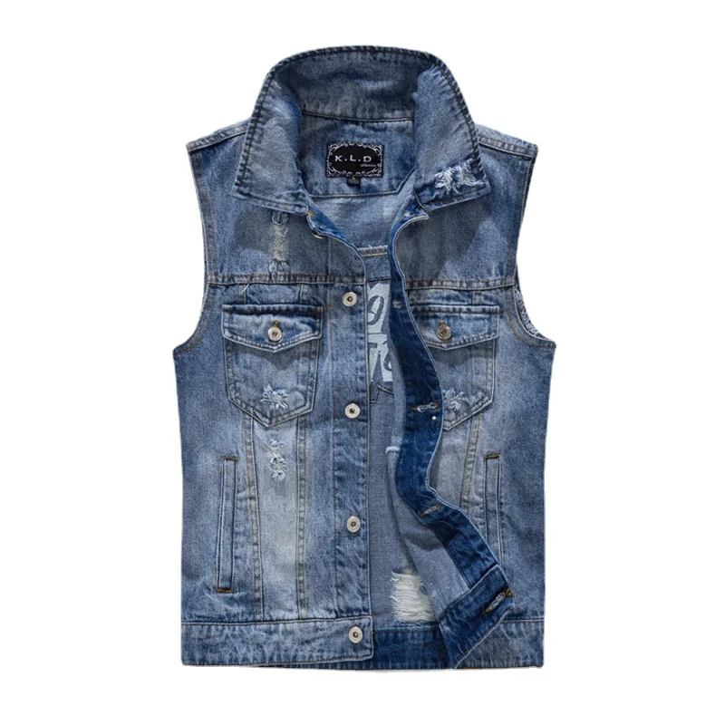 Heidi-Mode | Zerrissene Ärmellose Jeansweste für Männer - Image 2