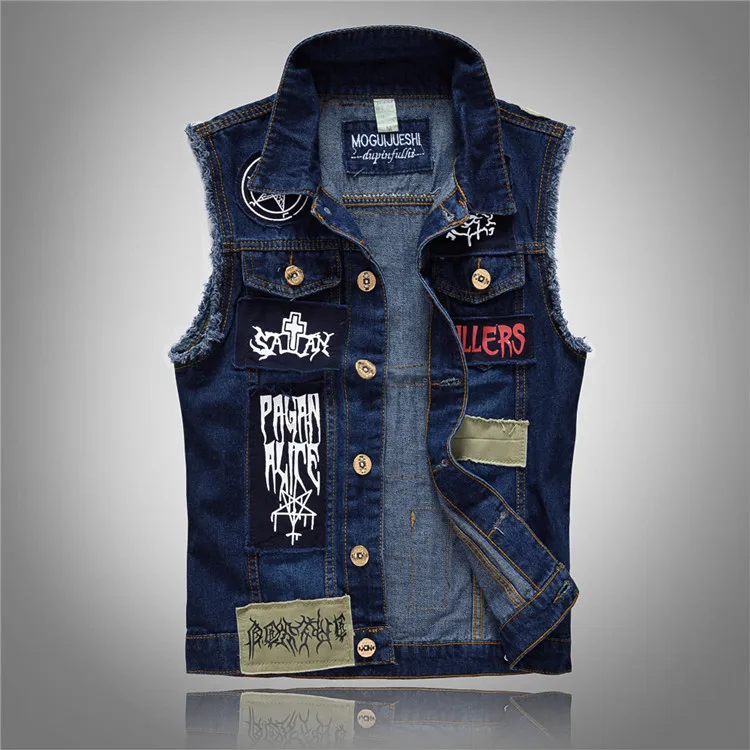 Heidi-Mode | Zerrissene Ärmellose Jeansweste für Männer - Image 4