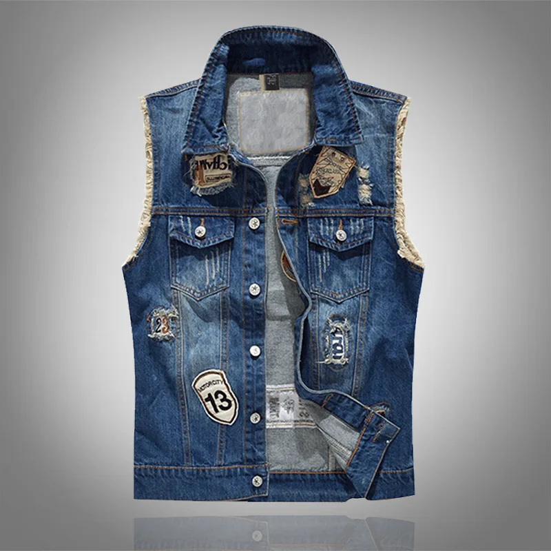 Heidi-Mode | Zerrissene Ärmellose Jeansweste für Männer - Image 5