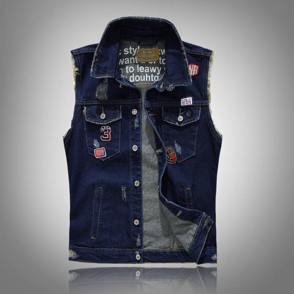 Heidi-Mode | Zerrissene Ärmellose Jeansweste für Männer - Image 8