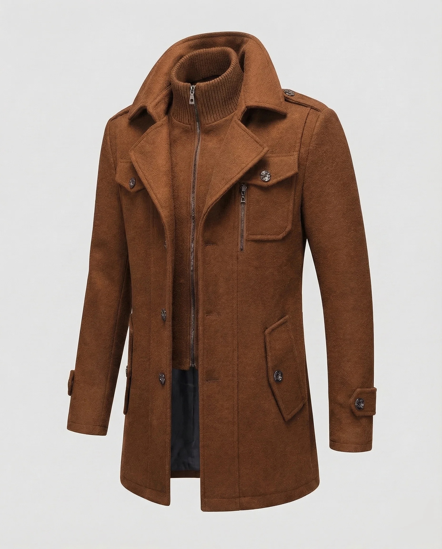 Herren Zweiteilige Wolljacke mit Kapuzenkragen & Lockere Passform | Heidi-Mode - Image 7