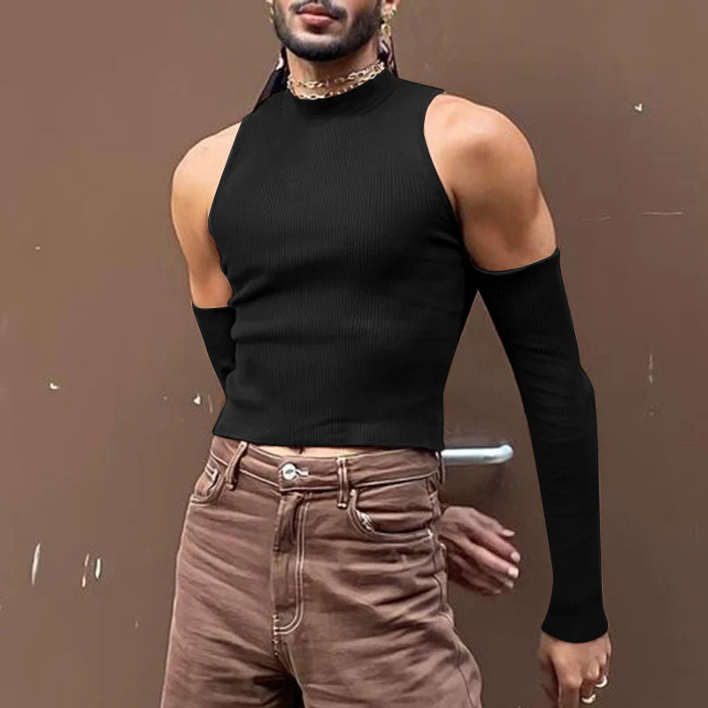 Herren Ärmelloses Oberteil mit modischem Stehkragen und langer Ärmeldesign Heidi-Mode - Image 6