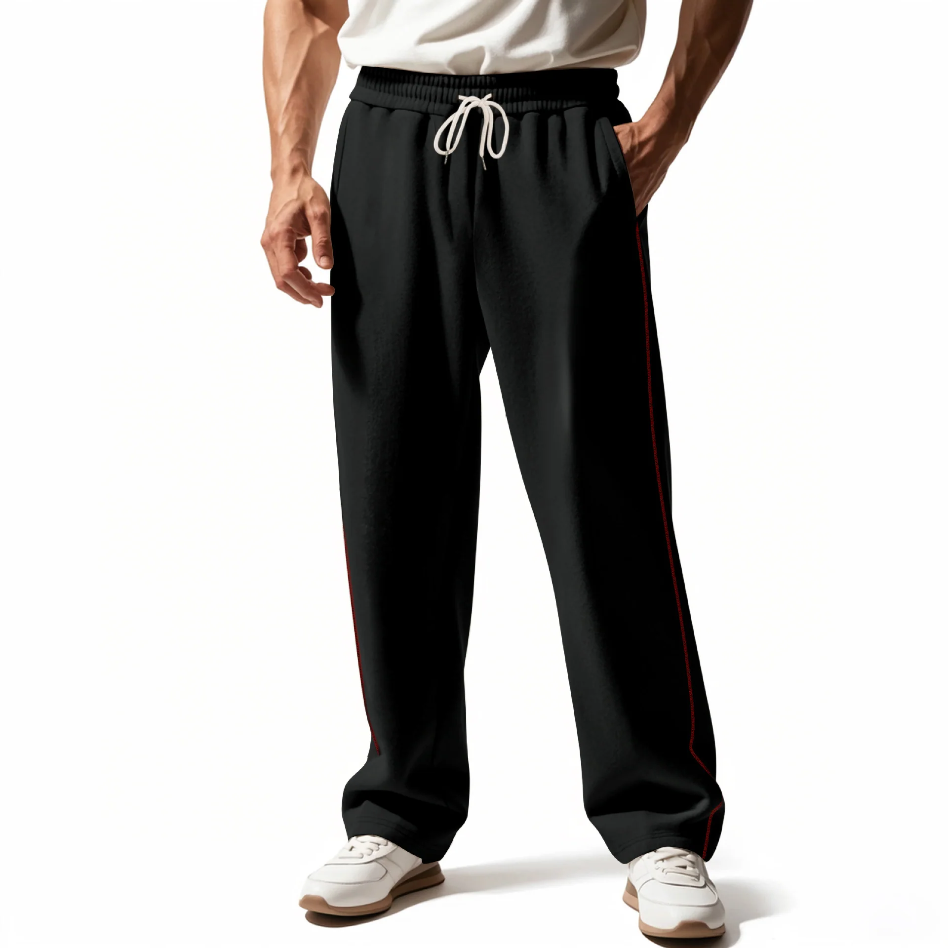 Herren bequeme Sweatpants mit kontrastierenden Nähten und praktischen Seitentaschen Heidi-Mode - Image 4