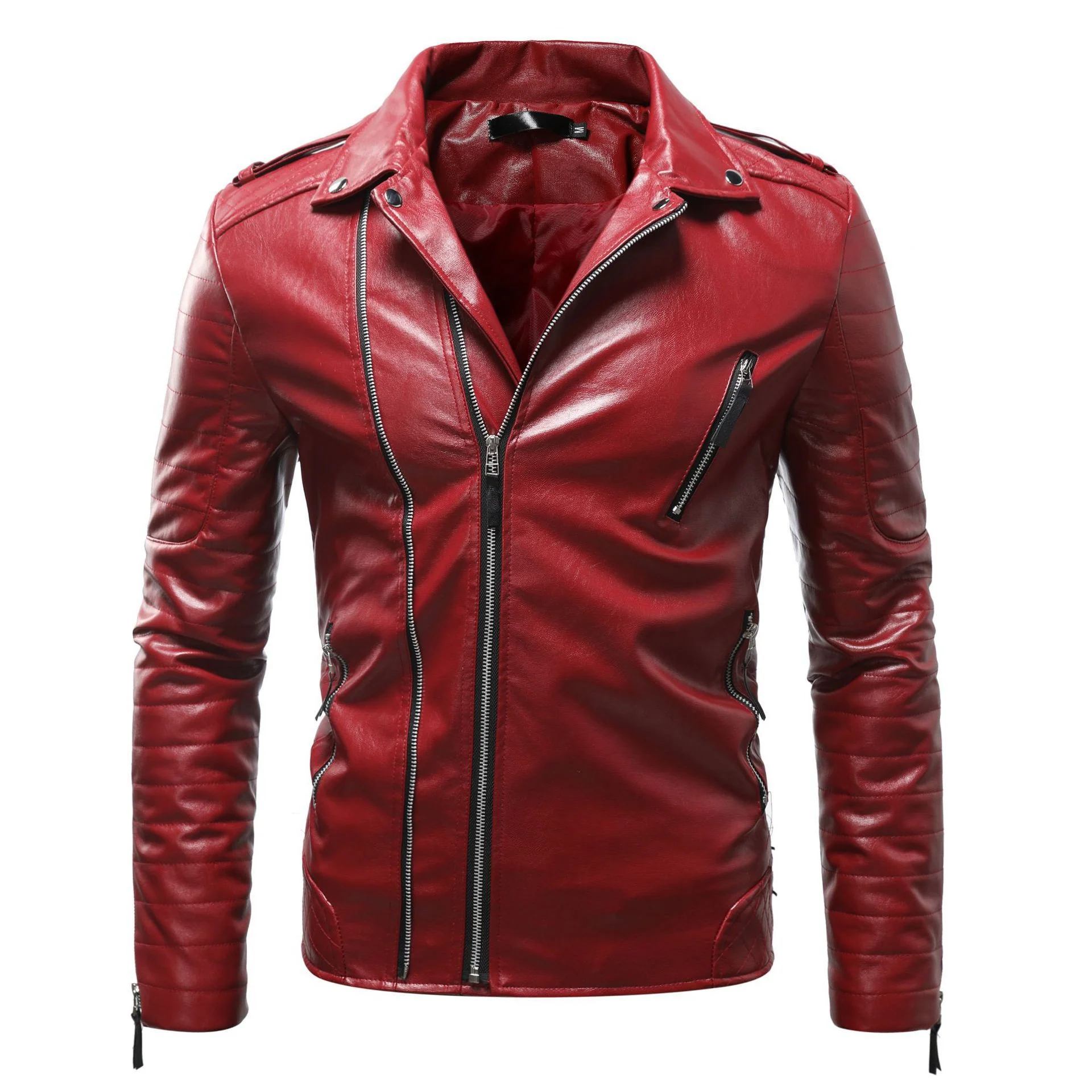 Herren Leder Bikerjacke mit Taschen - Image 6