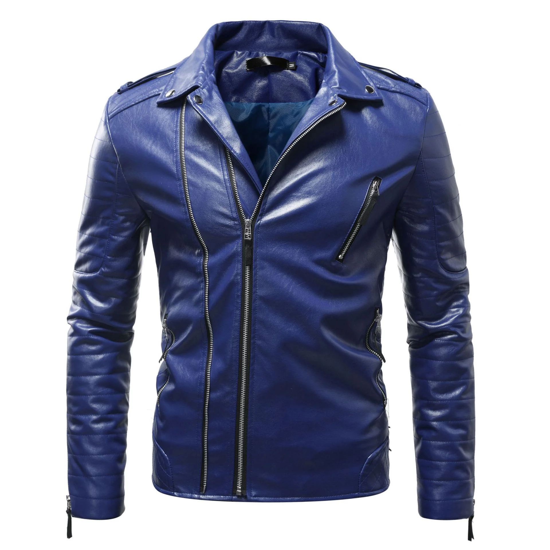 Herren Leder Bikerjacke mit Taschen - Image 8