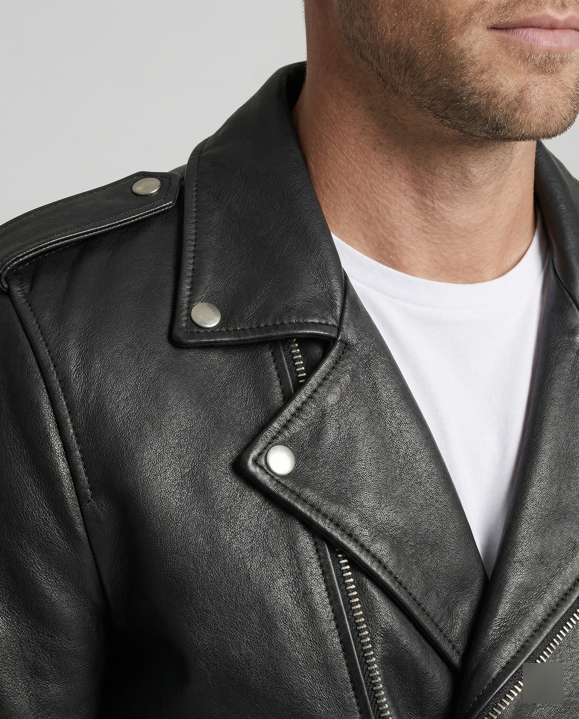 Herren Kunstleder Bikerjacke mit asymmetrischem Reißverschluss - Image 3