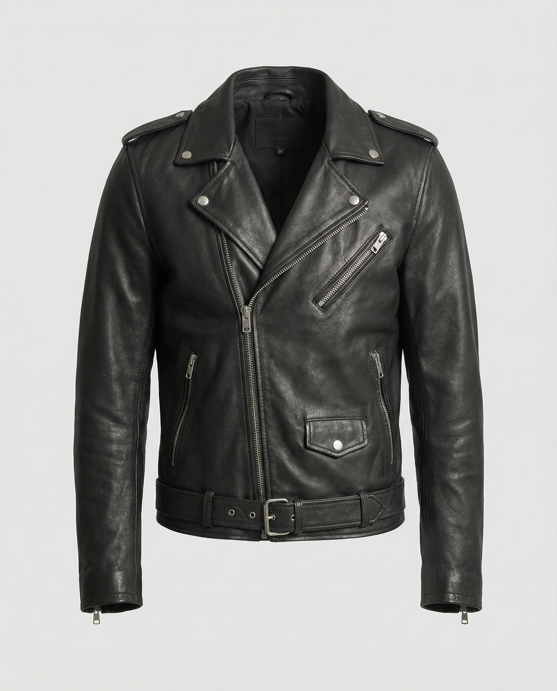 Herren Kunstleder Bikerjacke mit asymmetrischem Reißverschluss - Image 4