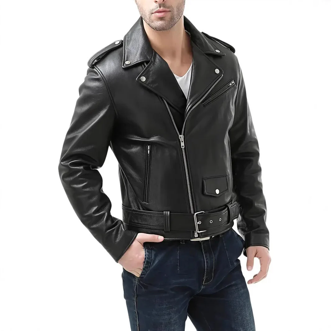 Herren Bikerlederjacke mit Taschen - Image 3