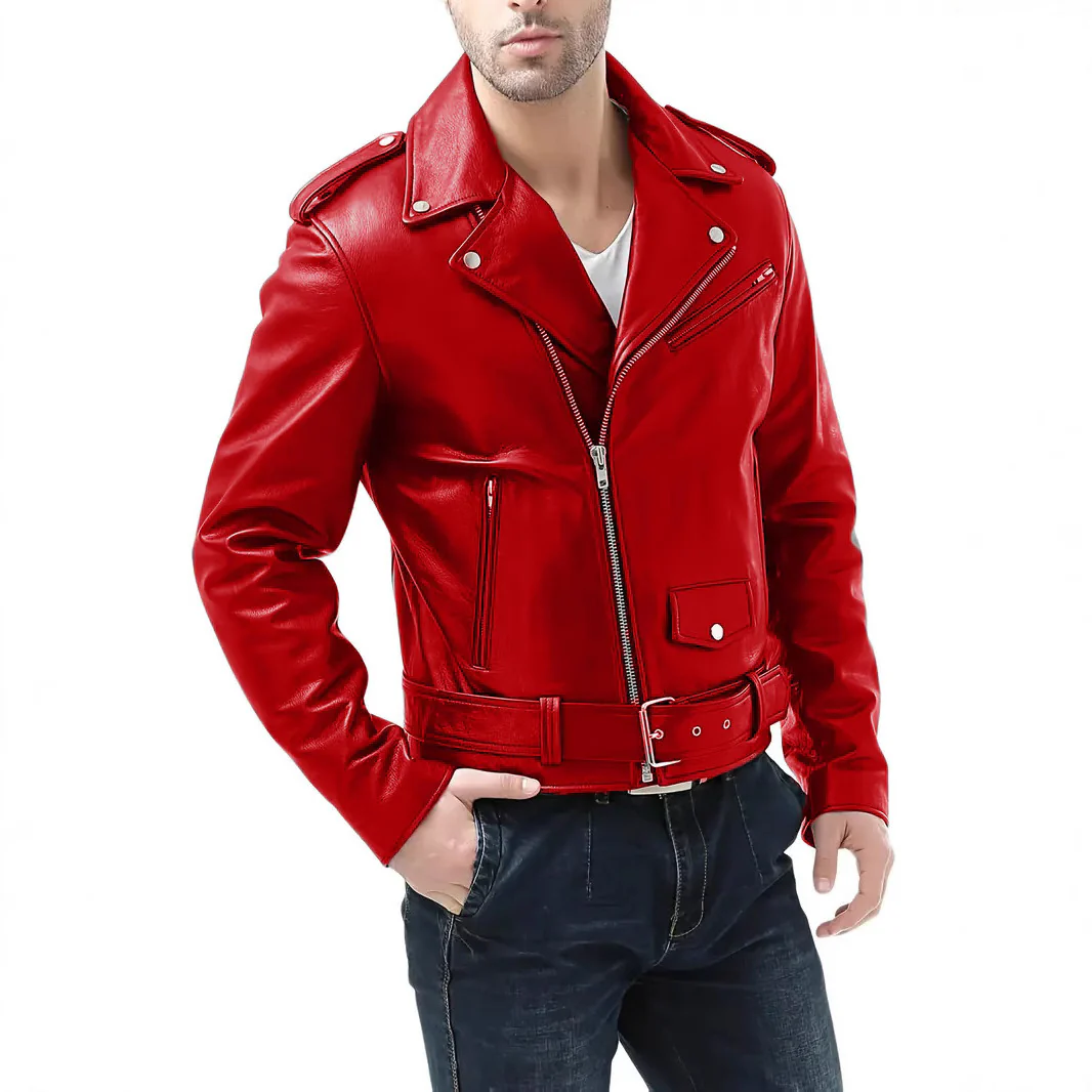 Herren Bikerlederjacke mit Taschen - Image 4