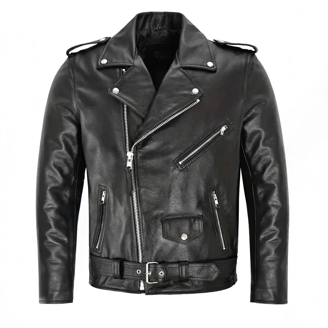 Herren Bikerlederjacke mit Taschen - Image 5