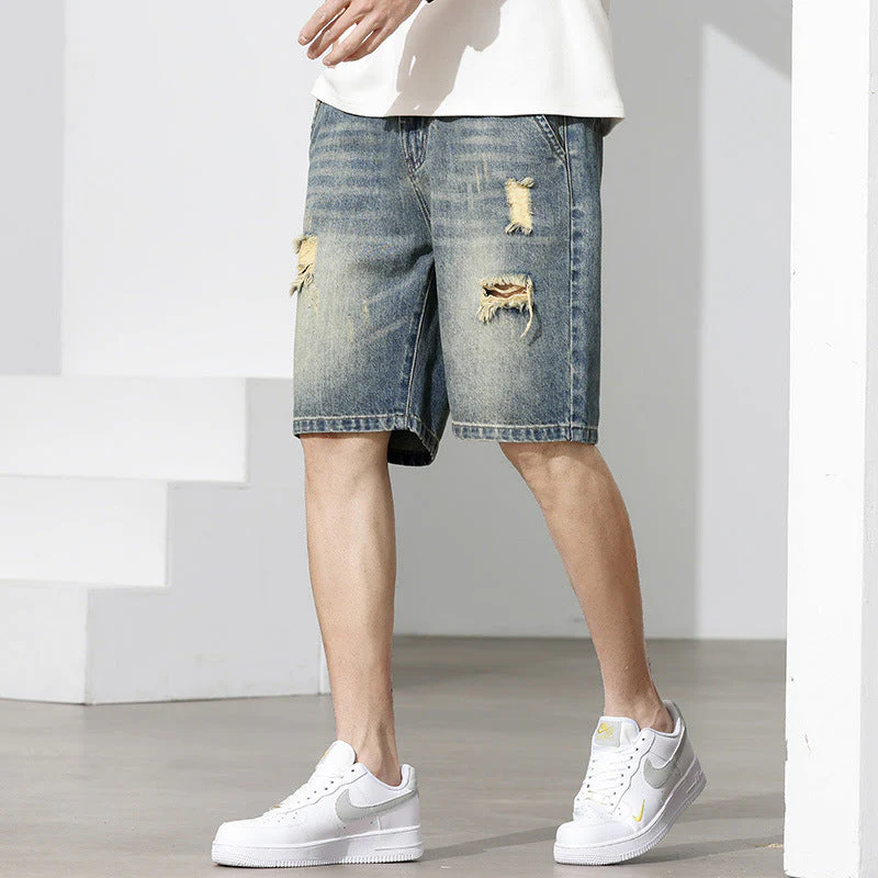 Herren Denim-Shorts mit Stylischem Destroyed-Effekt und Lässigem Schnitt Heidi-Mode - Image 3