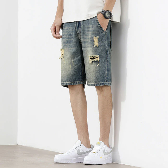 Herren Denim-Shorts mit Stylischem Destroyed-Effekt und Lässigem Schnitt Heidi-Mode - Image 6