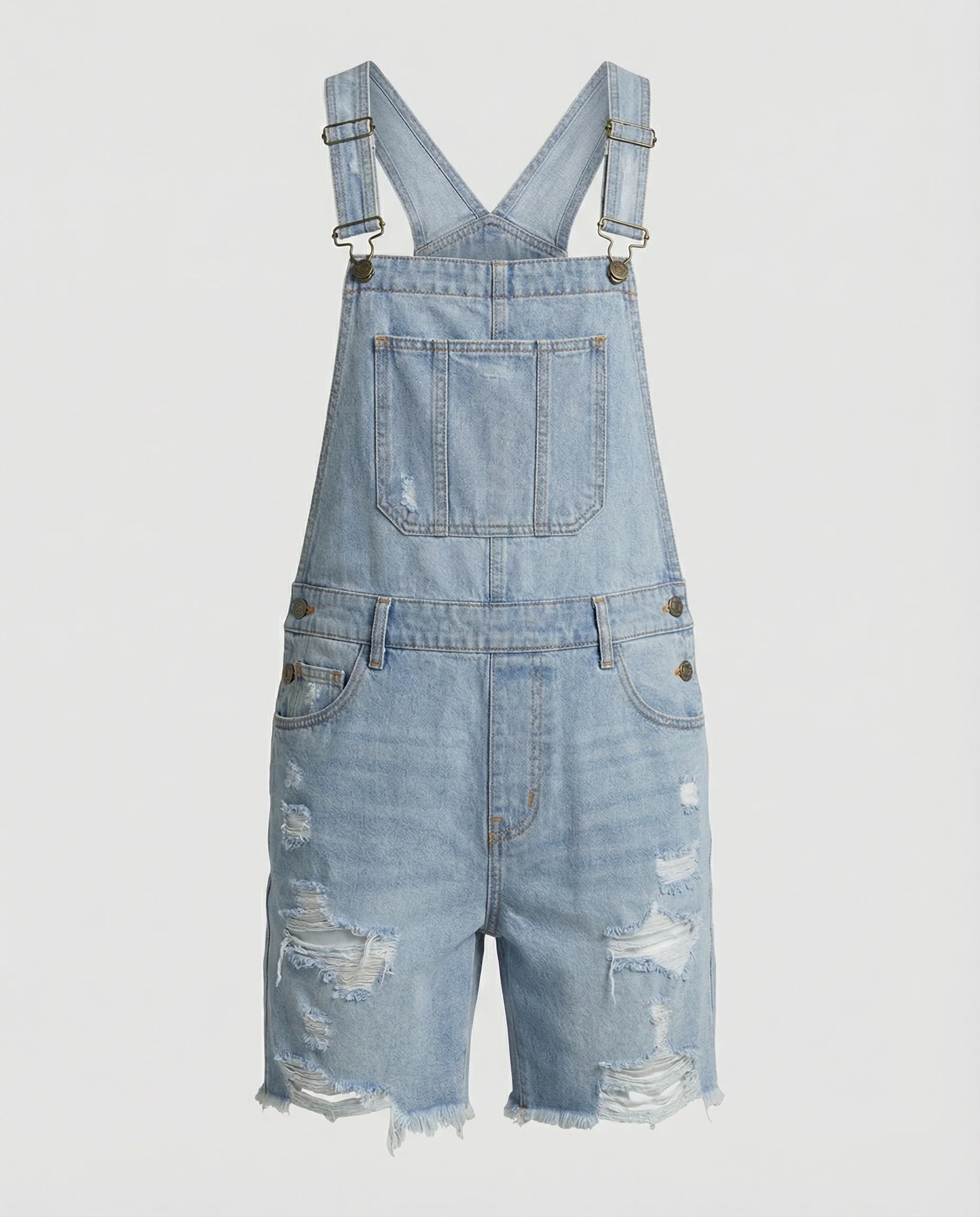 Herren Destroyed Denim Latzshorts - Image 3