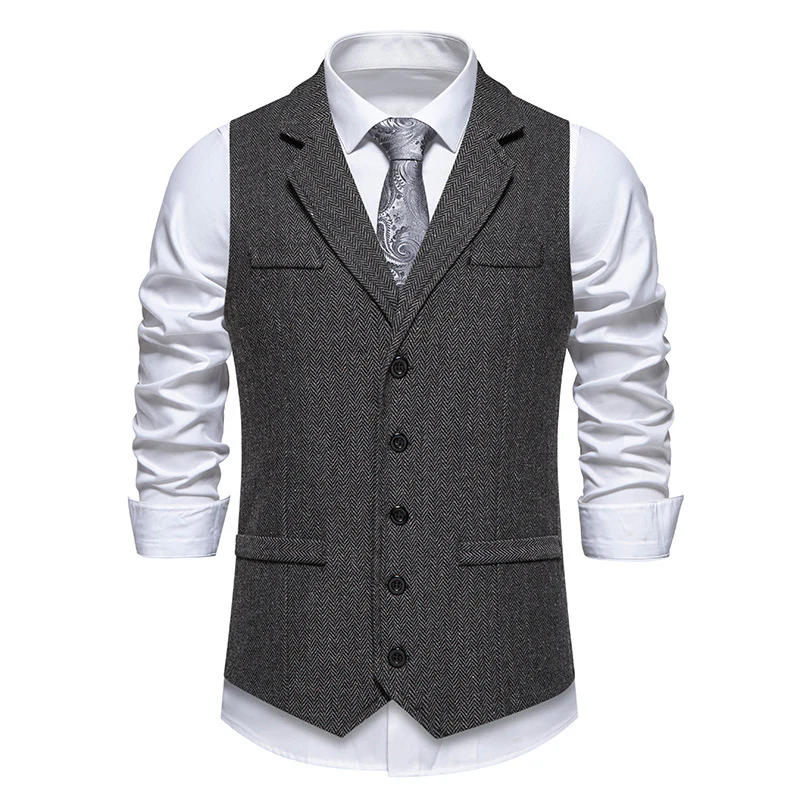 Herren elegante Anzugweste mit feinem Fischgrätmuster Heidi-Mode - Image 6