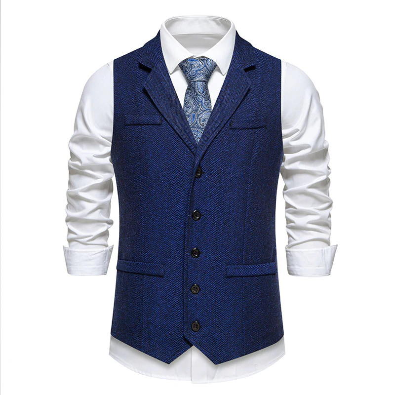 Herren elegante Anzugweste mit feinem Fischgrätmuster Heidi-Mode - Image 8