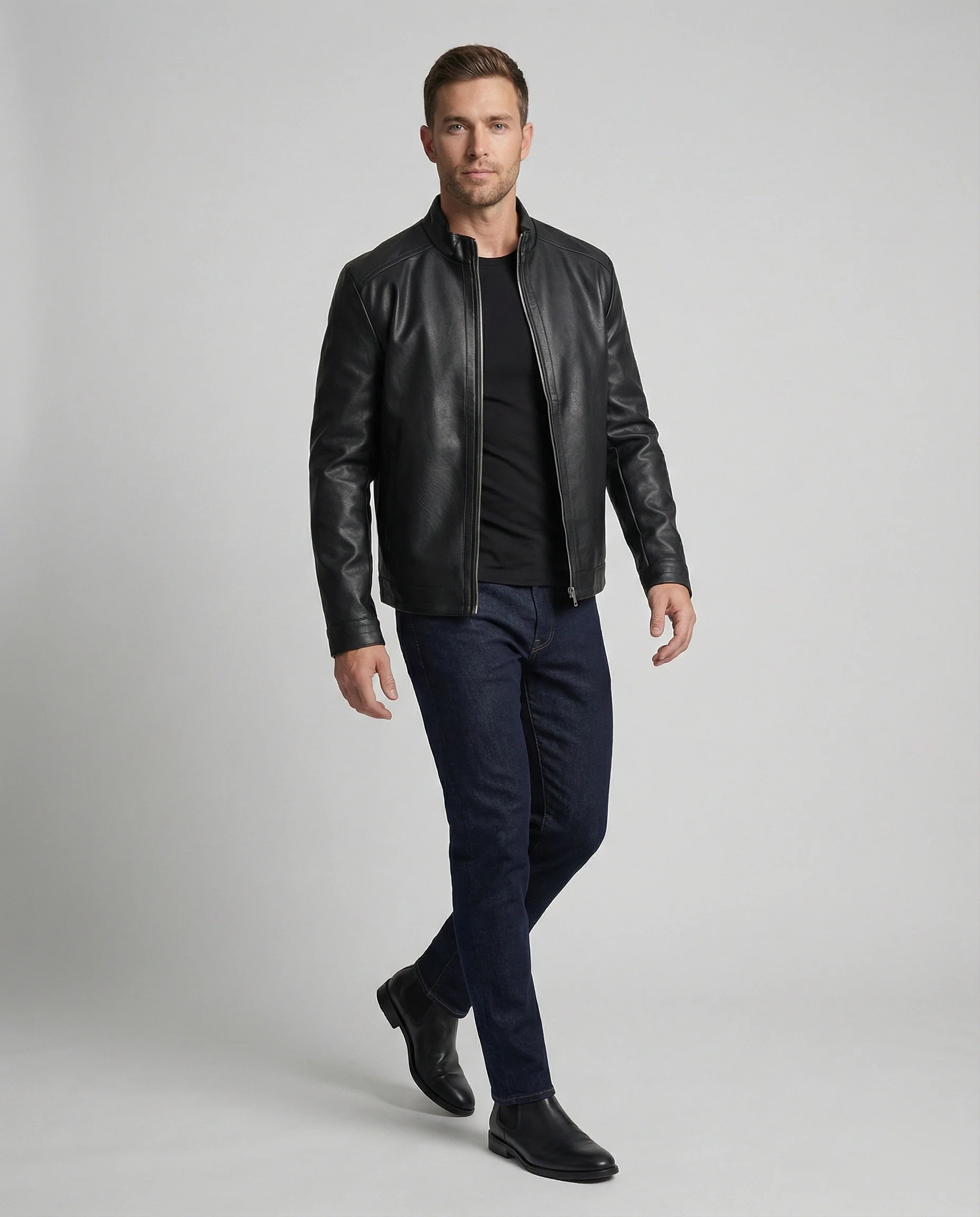 Herren Elegante Kunstlederjacke modern geschnitten - Image 2