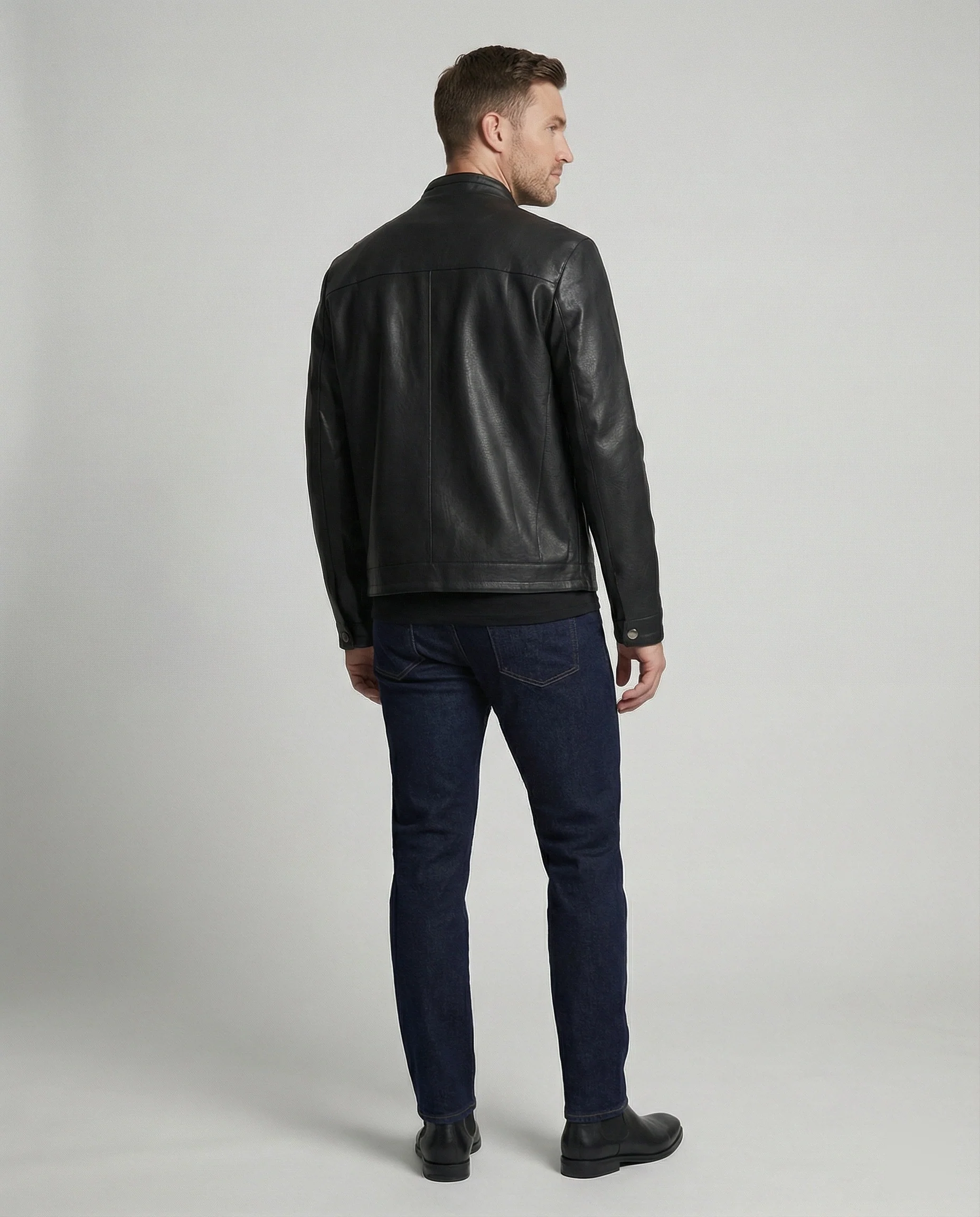 Herren Elegante Kunstlederjacke modern geschnitten - Image 3