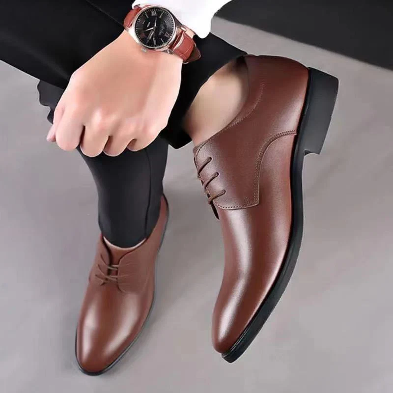 Herren Elegante Leder Schnürschuhe mit rutschfester Sohle und atmungsaktivem Innenfutter Heidi Mode - Image 3