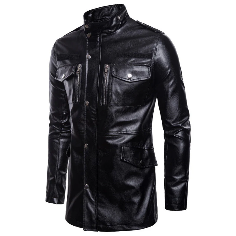 Herren Lederjacke mit Zipper-Taschen - Image 2