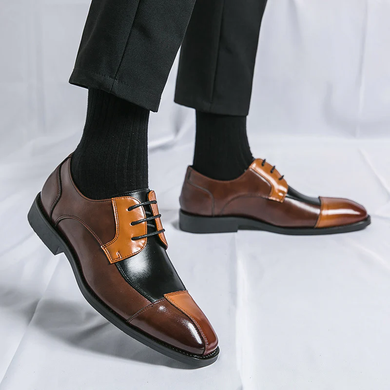 Herren Elegante Schnürschuhe mit zweifarbiger Lederoptik Heidi Mode - Image 4