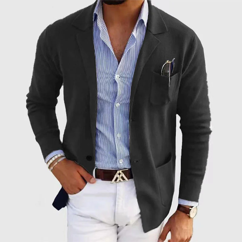 Herren elegante Strickjacke mit dezentem Design und praktischen Taschen Heidi-Mode - Image 3