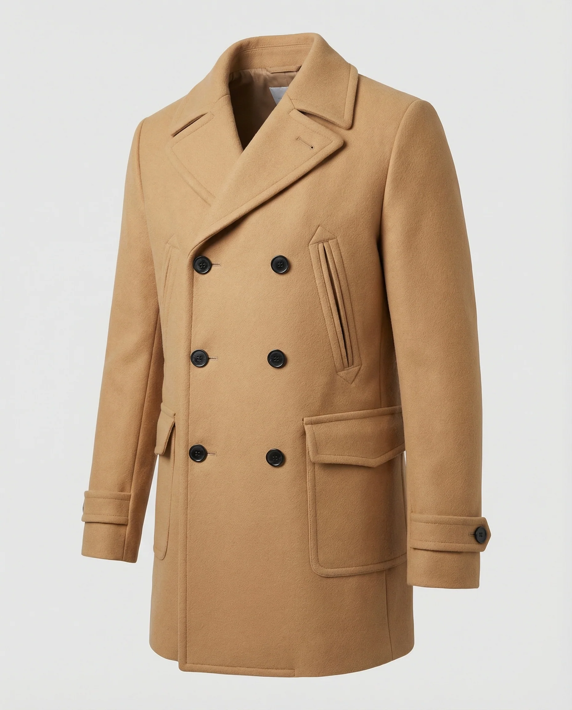 Herren Eleganter Wollmantel mit doppelter Knopfleiste - Image 2