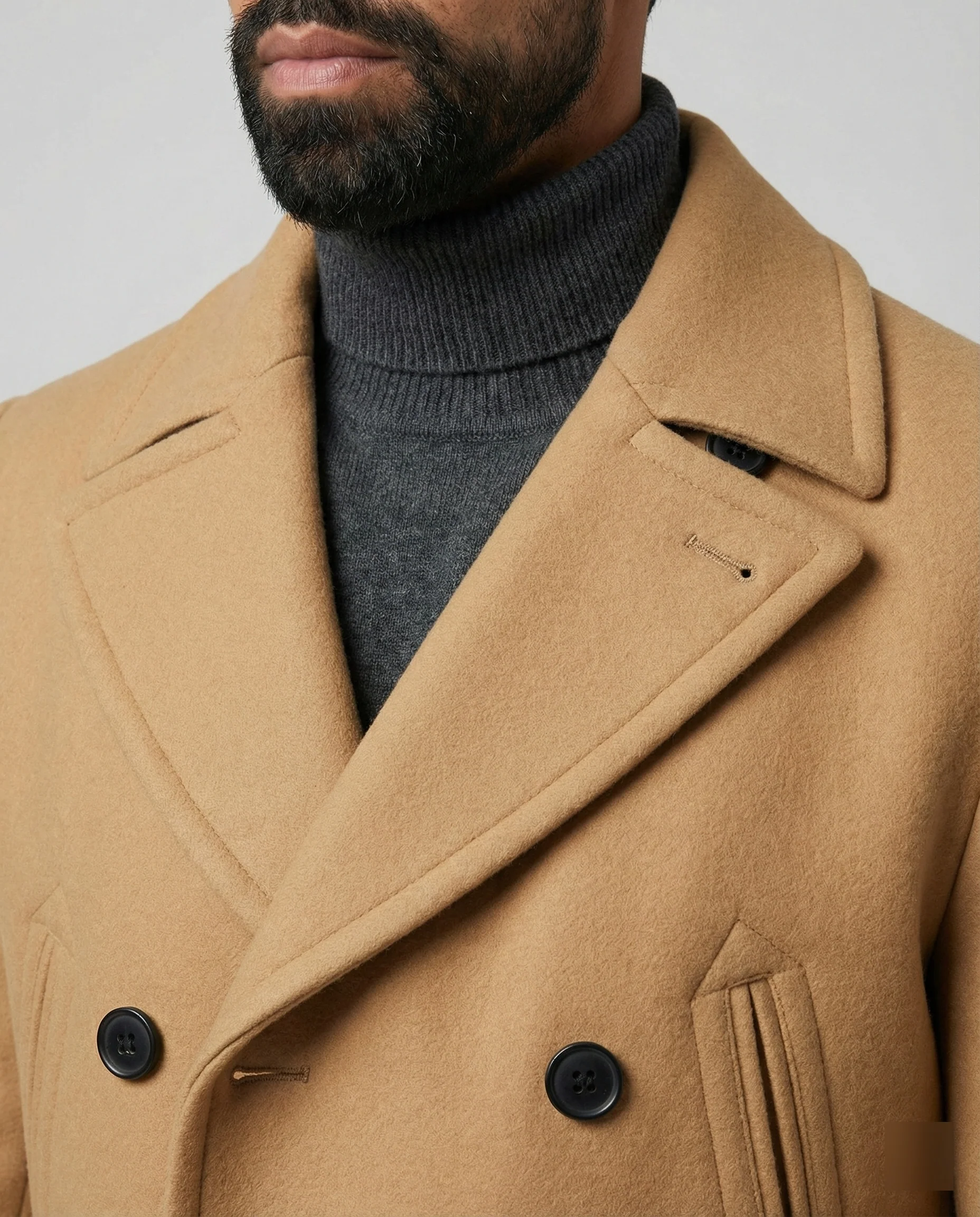 Herren Eleganter Wollmantel mit doppelter Knopfleiste - Image 4